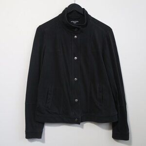 Eileen Fisher Organic Cotton Snap Button Full Zip Black Jacket Women's